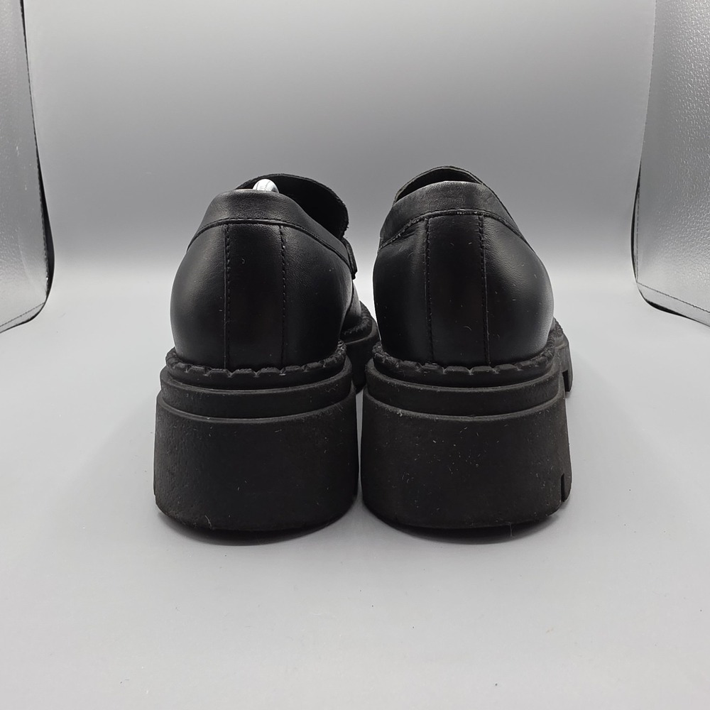 Free People Lyra Penny Loafers Womens 39.5 Black Leather Lug‎ Sole Chunky Retro - Picture 6 of 15